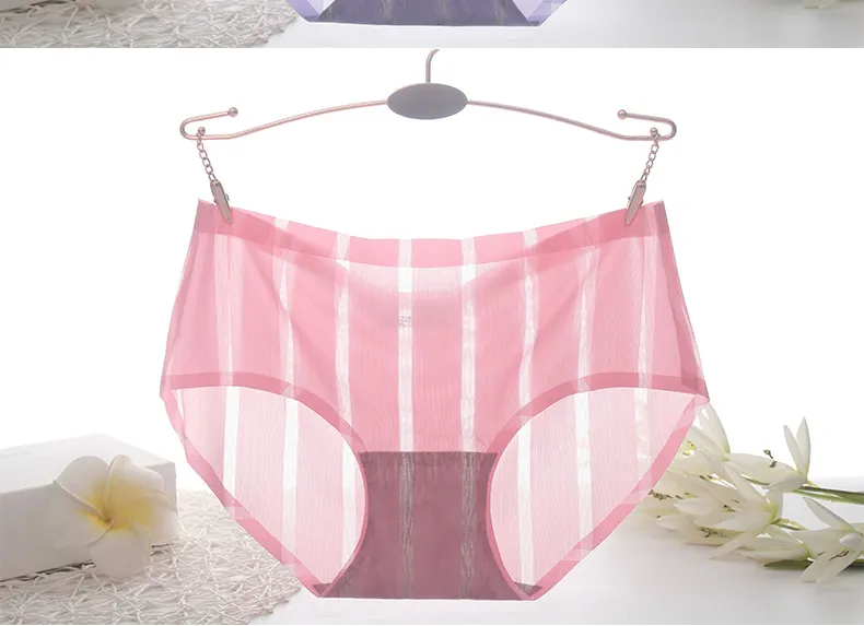 Refreshing And Quick-Drying Ice Silk Striped Underwear Women's High-Waist  One-Piece Hollow Perspective Transparent Panties-Set Of 5 Pieces - Buy  Refreshing And Quick-Drying Ice Silk Striped Underwear Women's High-Waist  One-Piece Hollow Perspective