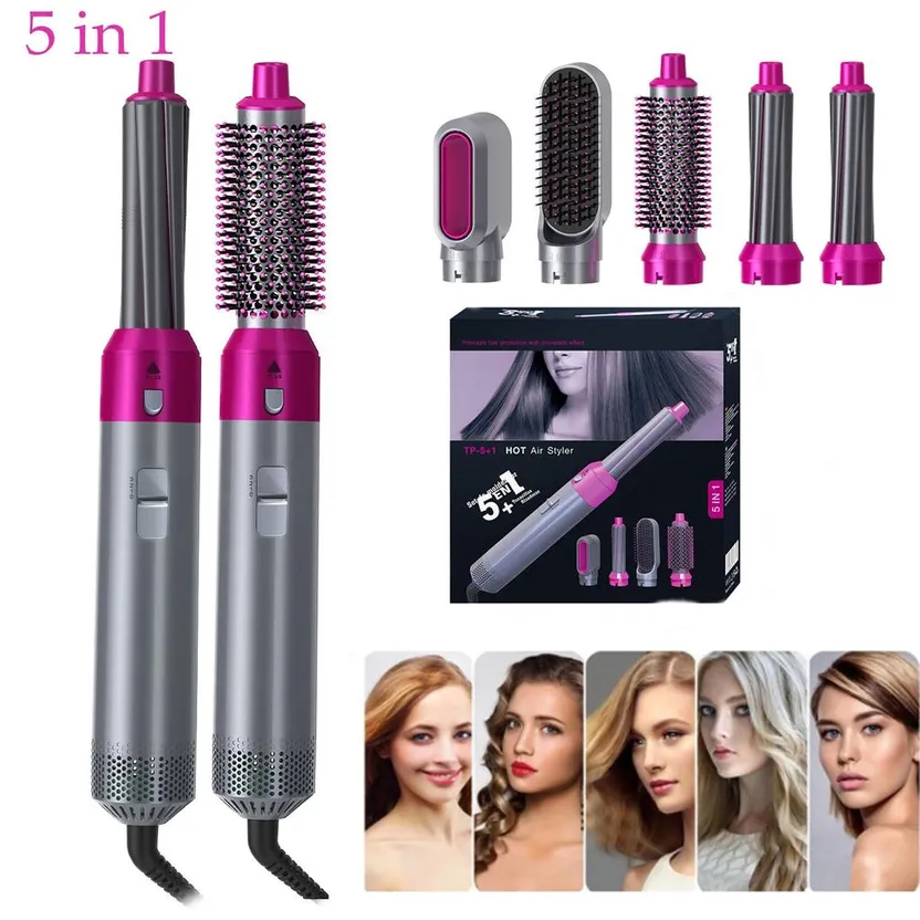 5 In 1 Electric Hair Dryer Brush Hot Air Styler Blow Negative Ions Dryer  Comb Hair Curler Straightening Curling Styling Tool - Buy 5 In 1 Electric  Hair Dryer Brush Hot Air