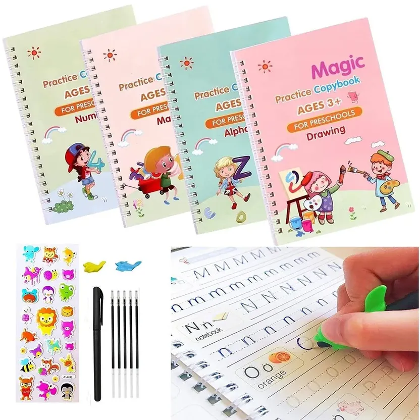 4pcs Magic Practice Copybook for Kids Handwriting Practice Workbook  Reusable