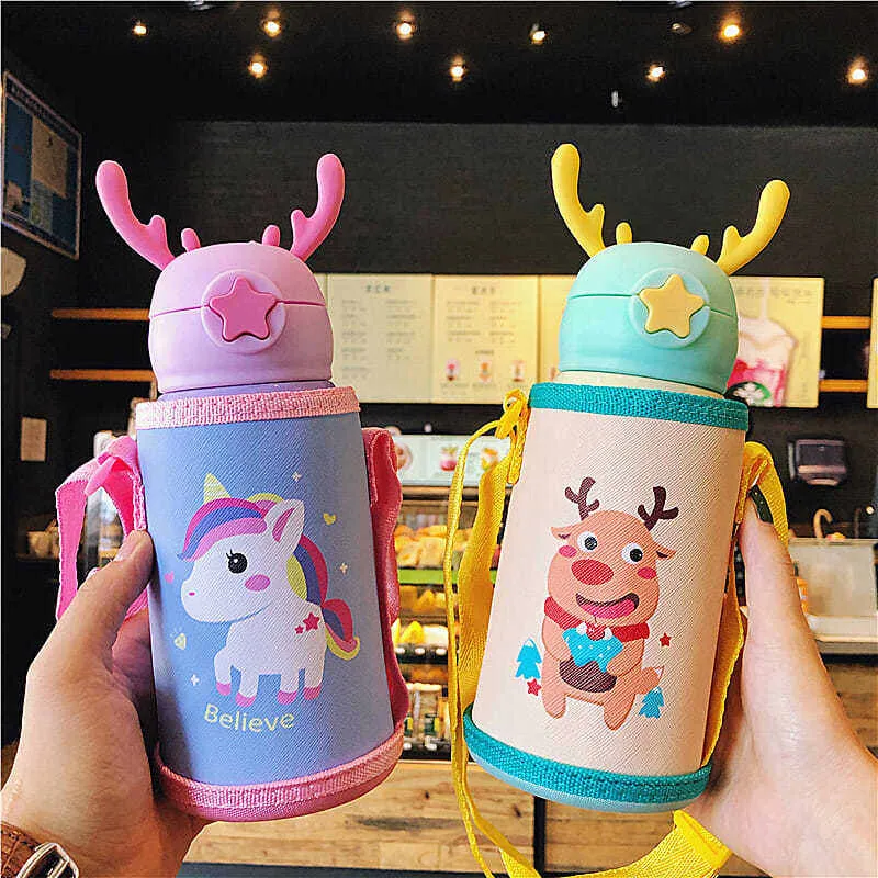 Wharick Insulated Cup Thermal Water Cups with Straw, Stainless Steel Kids  Hot Water Insulated Bottle, for Cold Weather
