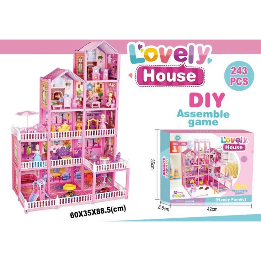 Princess Big Villa DIY Dollhouse Doll House Castle DIY Dollhouse Assembled  Set Pretend Play Toys Birthday Gifts