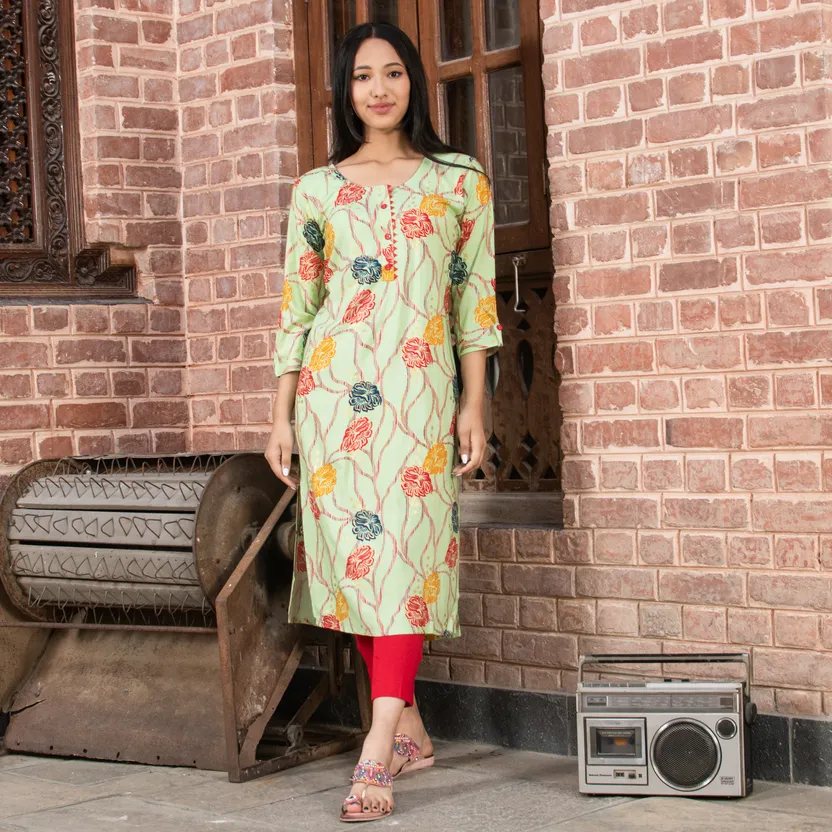 Lemon Green Ladies Chikan Kurti, Party Wear at Rs 575 in Lucknow | ID:  2851324401330