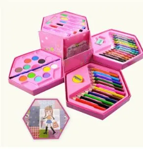 Buy Hexagonal Coloring Box 46 Pcs Painting Drawing Artist Set –