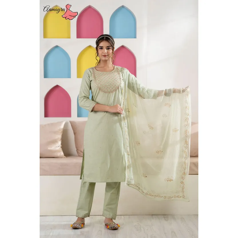 Woolen Lemon Green Color Kurti – Sulbha Fashions